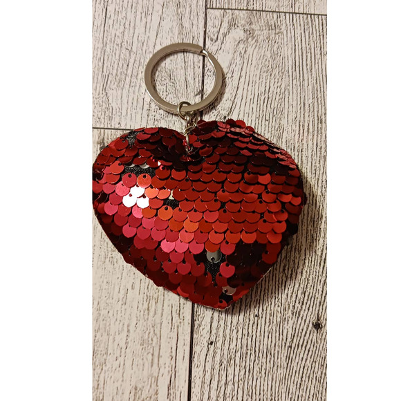 Source Unknown Accessories - Sequin sparkling red heart keychain